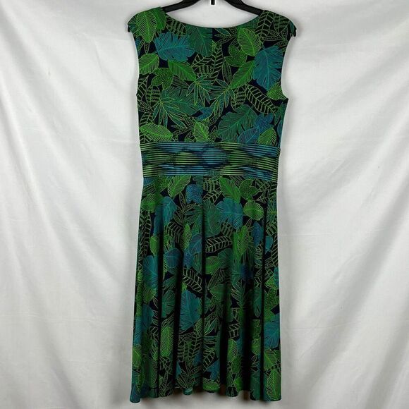London Times Sleeveless Leaf Tropical Dress 10 - Picture 2 of 10